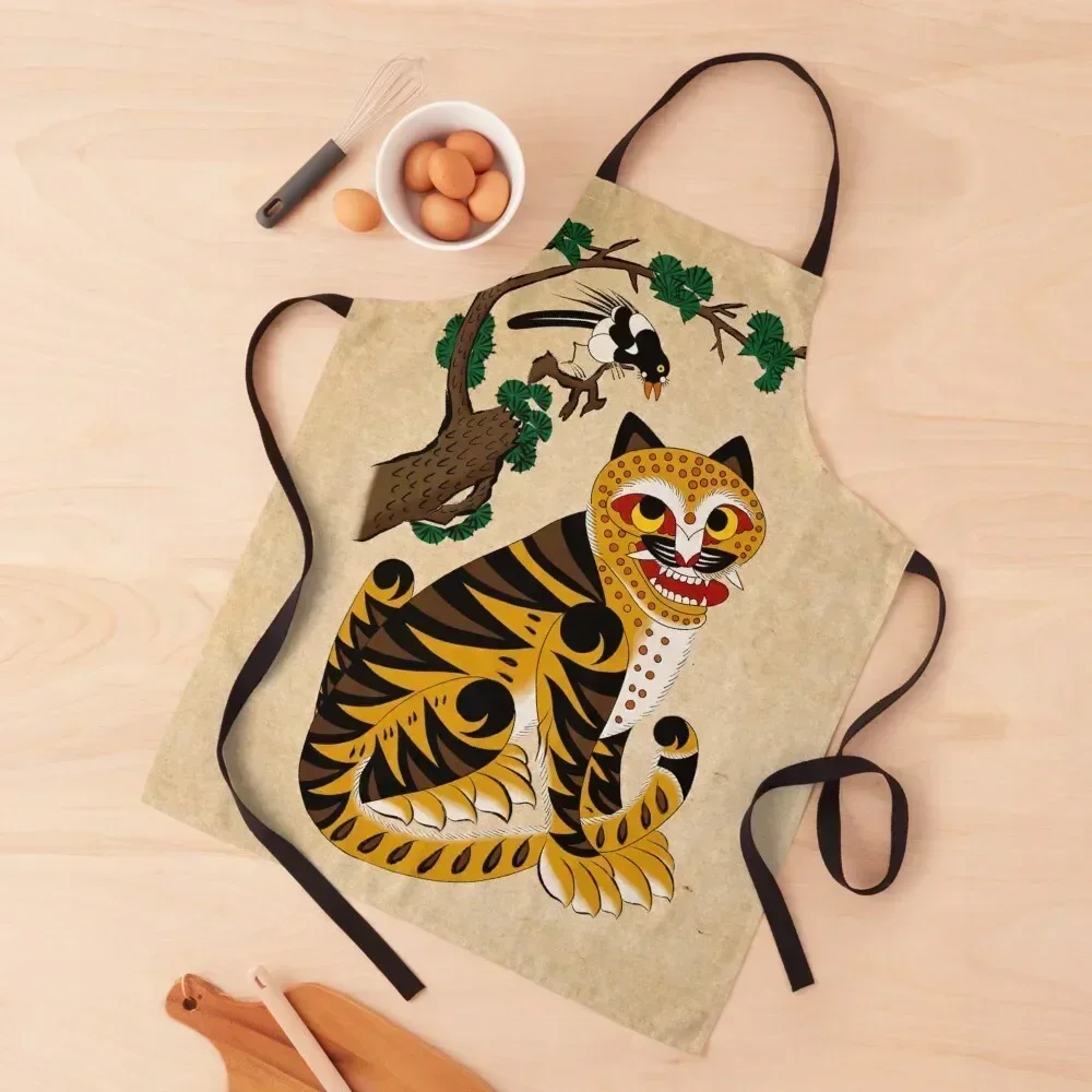 

Minhwa: Tiger and Magpie A Type (Korean traditional/folk art) Apron kitchen woman kitchen jacket woman For Nail Stylist Apron