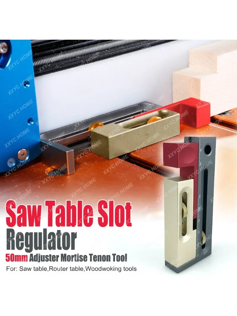 Saw Table Slot Regulator 50mm Adjuster Mortise Tenon Tool Dovetail Groove Anti-Shed Design Seam Length Adjustment Tool