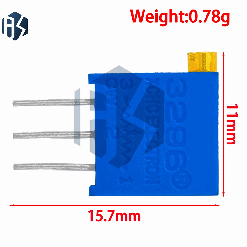10PCS 3296 Trimpot Assortment: 3296X Trimmer Potentiometers – 50Ω, 100Ω, 1KΩ to 100KΩ, 1MΩ Resistance Values