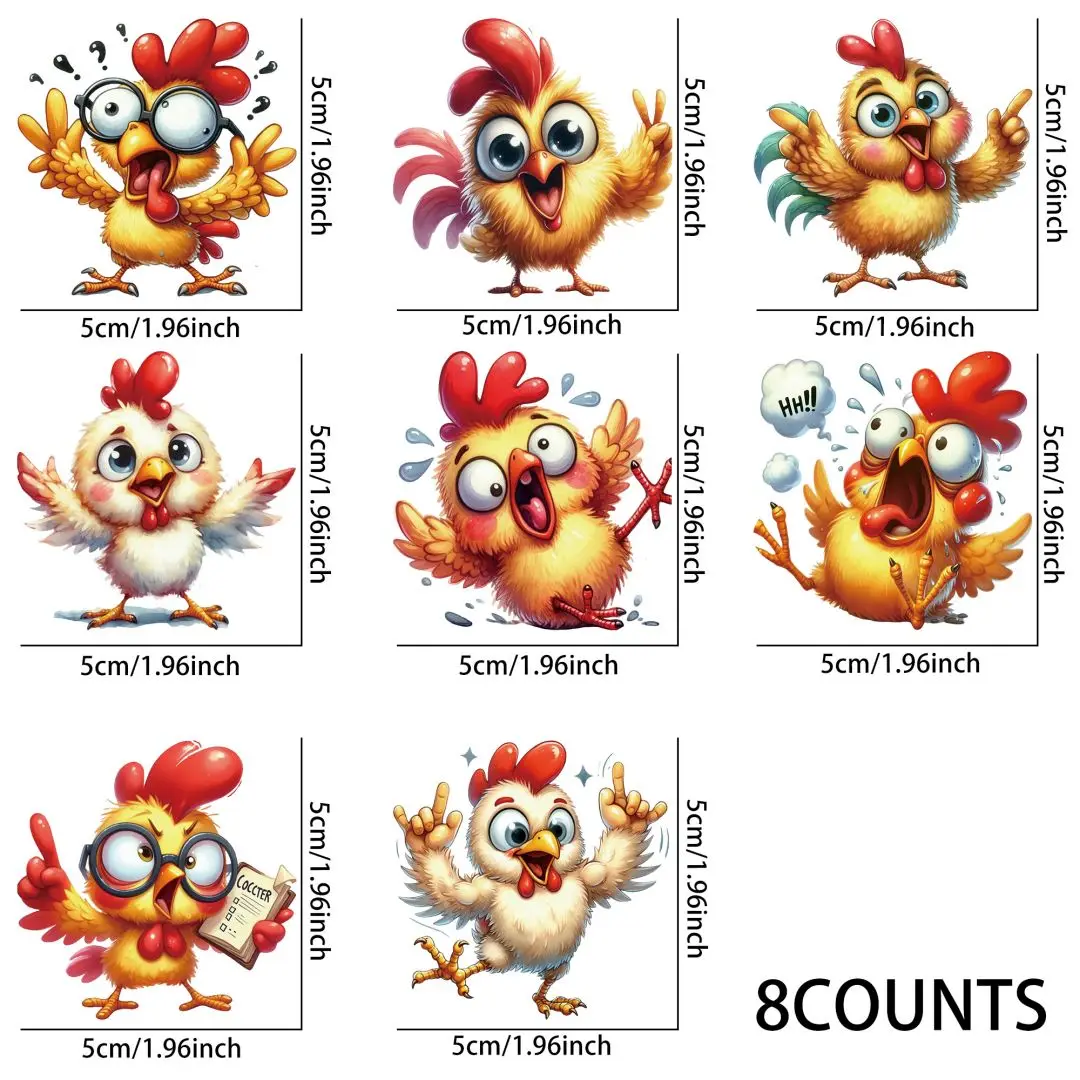 Funny Chicken Face Sublimation UV DTF Stickers, Waterproof Sticker Pack for Decorating Mugs, DIY Art Supplies，Home Decoration