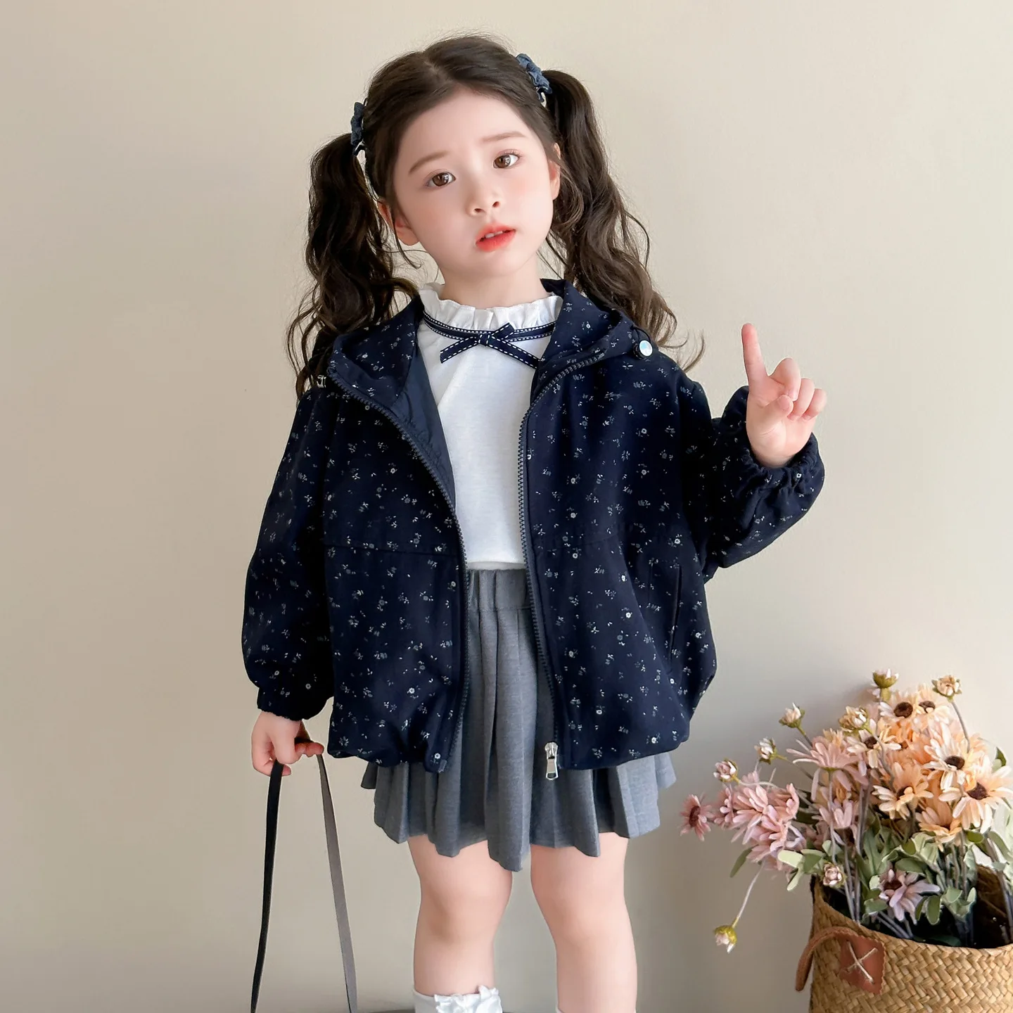 

Girls Outerwear Spring and Autumn Korean Edition Fashionable Printed Western-style Jacket Casual Temperament Wear