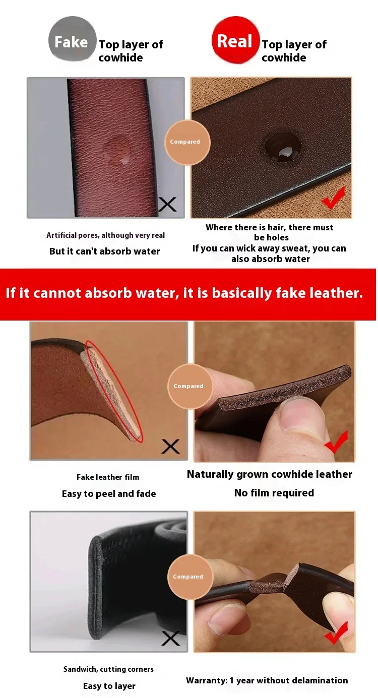 Men's Full Grain Leather Belts for Men Cowhide Male Belt Genuine Leather Copper Hook Buckle Luxury Brand Designer Waist Strap