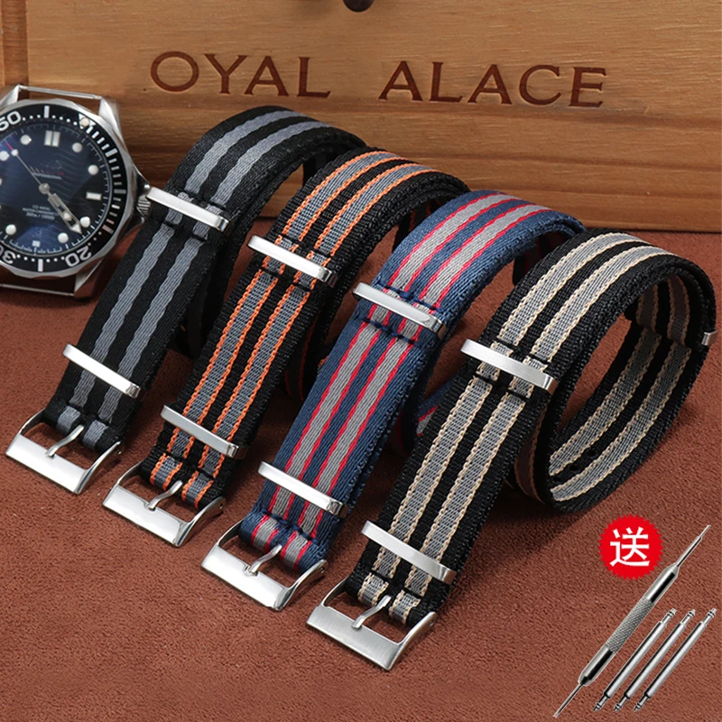 Nylon Watch Strap Substitute New Seamaster 300 Spectre 007 Observatory AT150 Series Flat Straight Mouth Canvas Watch Strap 20mm