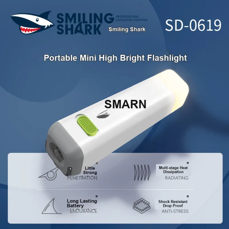 Portable Mini High Brightness Flashlight Flood Light Long Battery Life Waterproof with Hook for Outdoor Camping