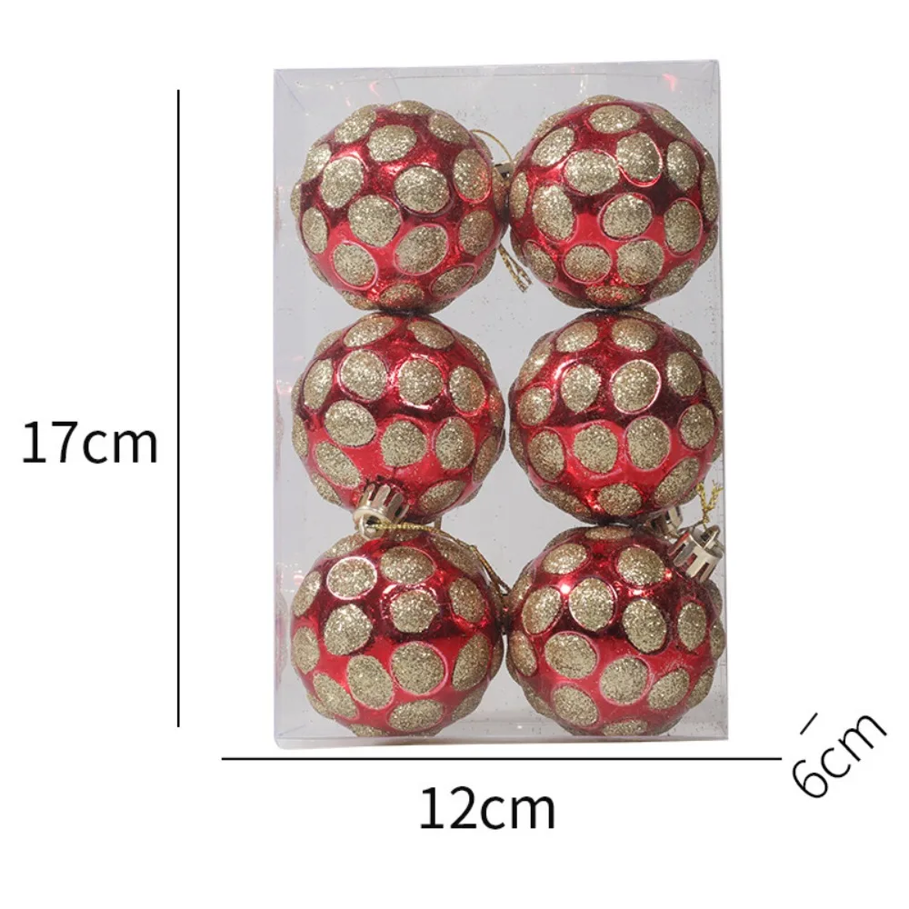 6Pcs Durable Plastic Christmas Ball Set 10 Colors 6cm Xmas Ornament Ball Suspensable Christmas Tree Balls Storefront