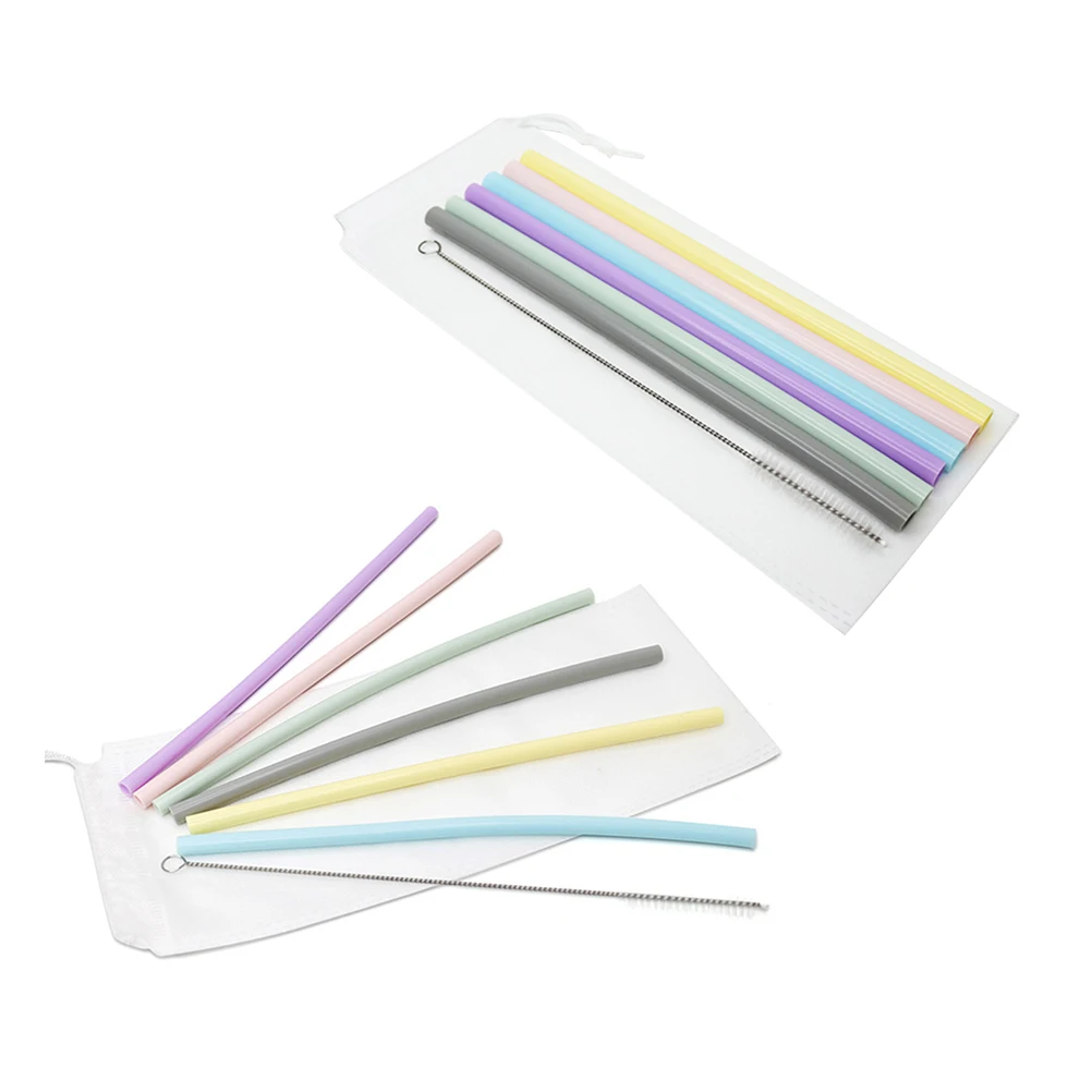 

6pcs Silicone Straw Set Premium Food-Grade Reusable Straight Beverage Straws for Coffee Tea Smoothies Cocktail Home Party Use