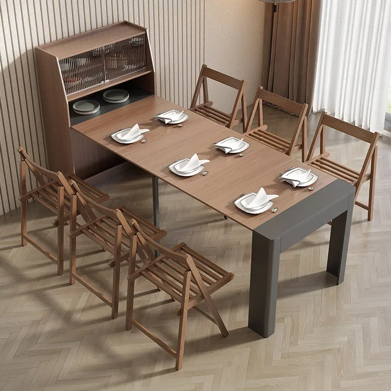 Modern simple foldable dining table, sideboard combination, small household, Nordic telescopic bar table