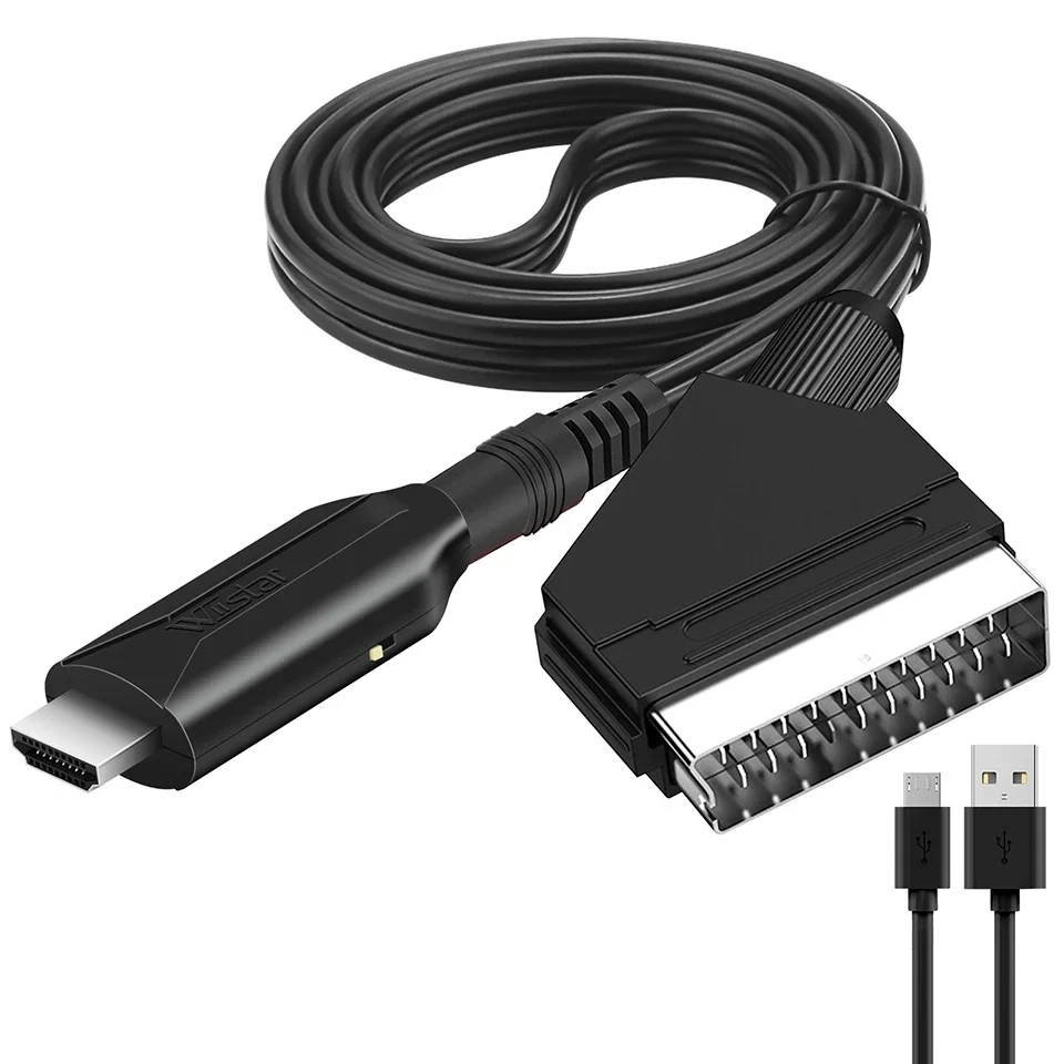 Scart to HDMI-compatible & HDMI-compatible to Scart Cable Converter 1080P Adapter Video Audio AUF HDTV PC DVD Game Accessories