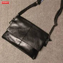 2024 New Men's Shoulder Bag Trend Korean Street Men Messenger Bag Pu Leather Crossbody Bags Black Retro Small Casual Male Soft