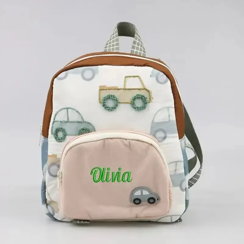 Sac à dos mignon pour enfants avec blocage de couleur Dopamine – 4 styles disponibles, sac brodé au design personnalisé pour enfants, parfait pour un usage quotidien