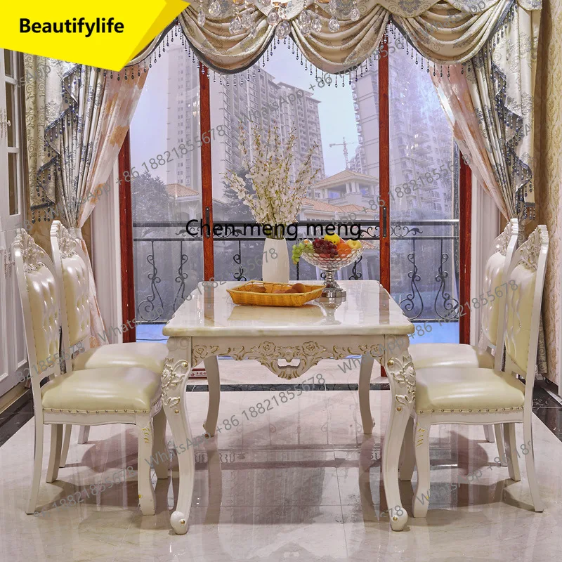 02M European dining table and chair combination small apartment solid ...