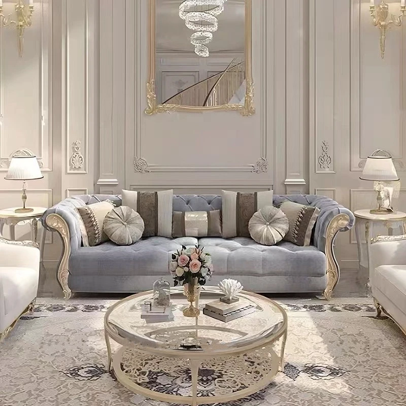 

French light luxury court style fabric sofa European high-end villa luxury furniture