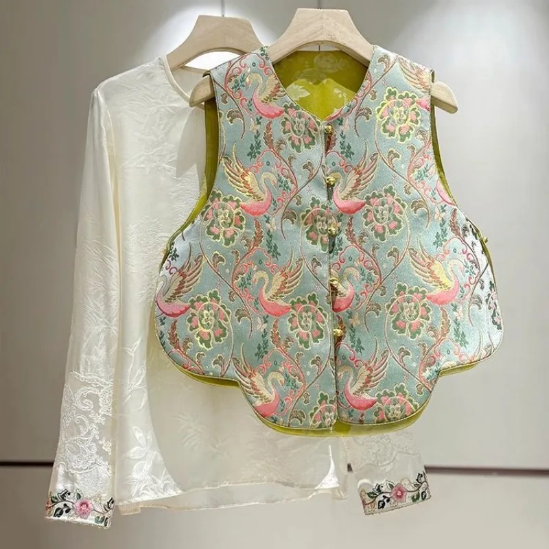 

Женский элегантный жилет в китайском стиле на весну-осень, вышитый кардиган, удобный повседневный минималистичный универсальный уникальный дизайн