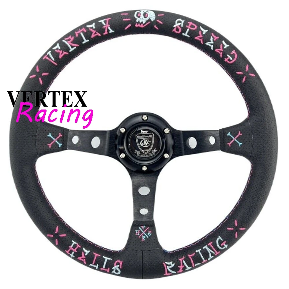 330MM Universal Speed Racing Vertex Steering Wheel JDM Deep Corn Sport Game Leather Speed VERTEX Steering Wheel For Toyota VW