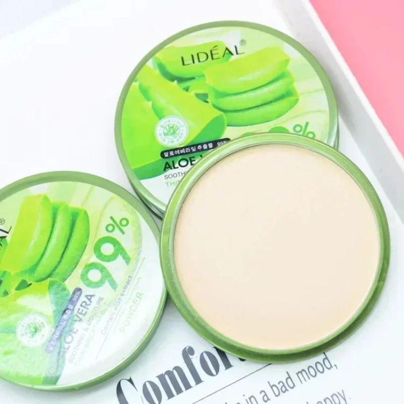 Natural Aloe Vera Moisturizing Smooth Foundation Pressed Powder Makeup Concealer Pores Cover Face Whitening Brighten