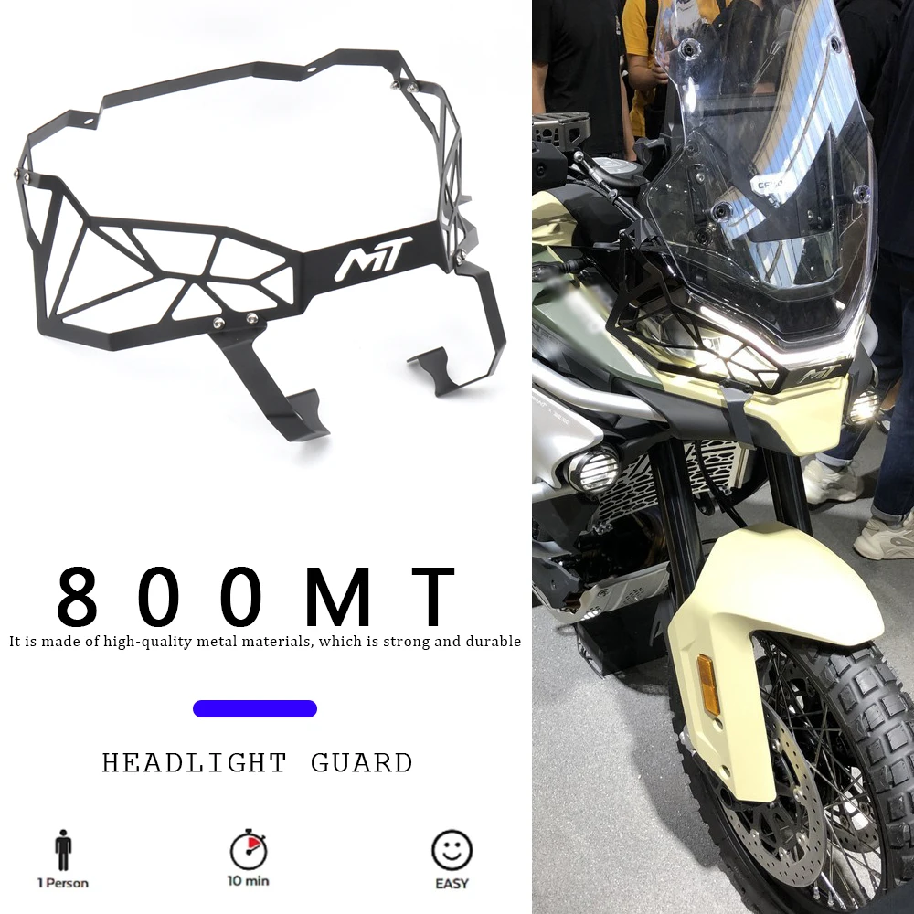 

New Motorcycle LED Headlight Guard Grill Cover Black Metal Accessories For CFMOTO 800MT 800 MT 800mt 800 mt