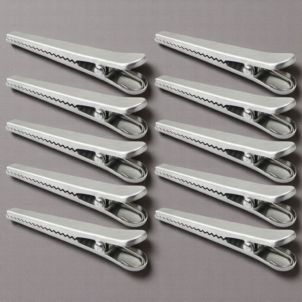 

10Pcs Reusable Food Sealing Clips Stainless Steel Alligator Bag Clamps for Potato Chips Snack Storage Kitchen Essentials