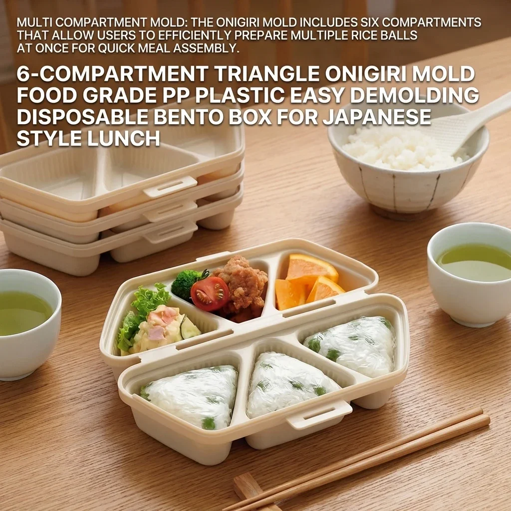 6-Compartment Triangle Onigiri Mold Food Grade PP Plastic Easy Demolding Disposable Bento Box For Japanese Style Lunch
