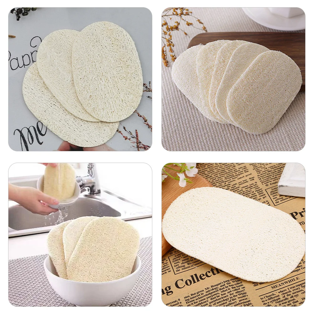 

10Pcs Natural Loofah Sponge Kitchen Dish Scrubber Pad Absorbent Loofah Dishwashing Sponge Kitchen Brush