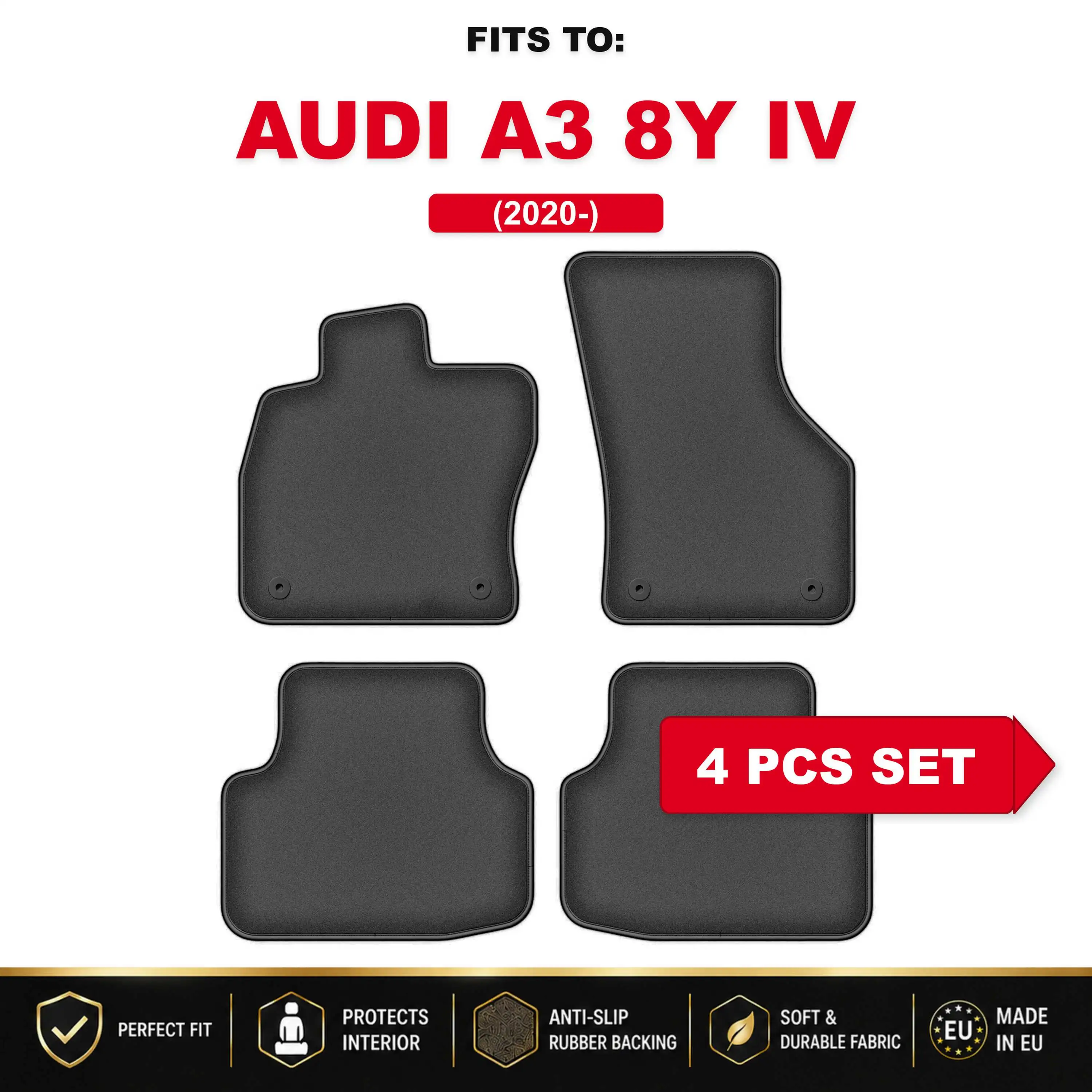 PREMIUM auto-velourmatten voor: Skoda Octavia IV A7 2020 - bijpassende automattenset