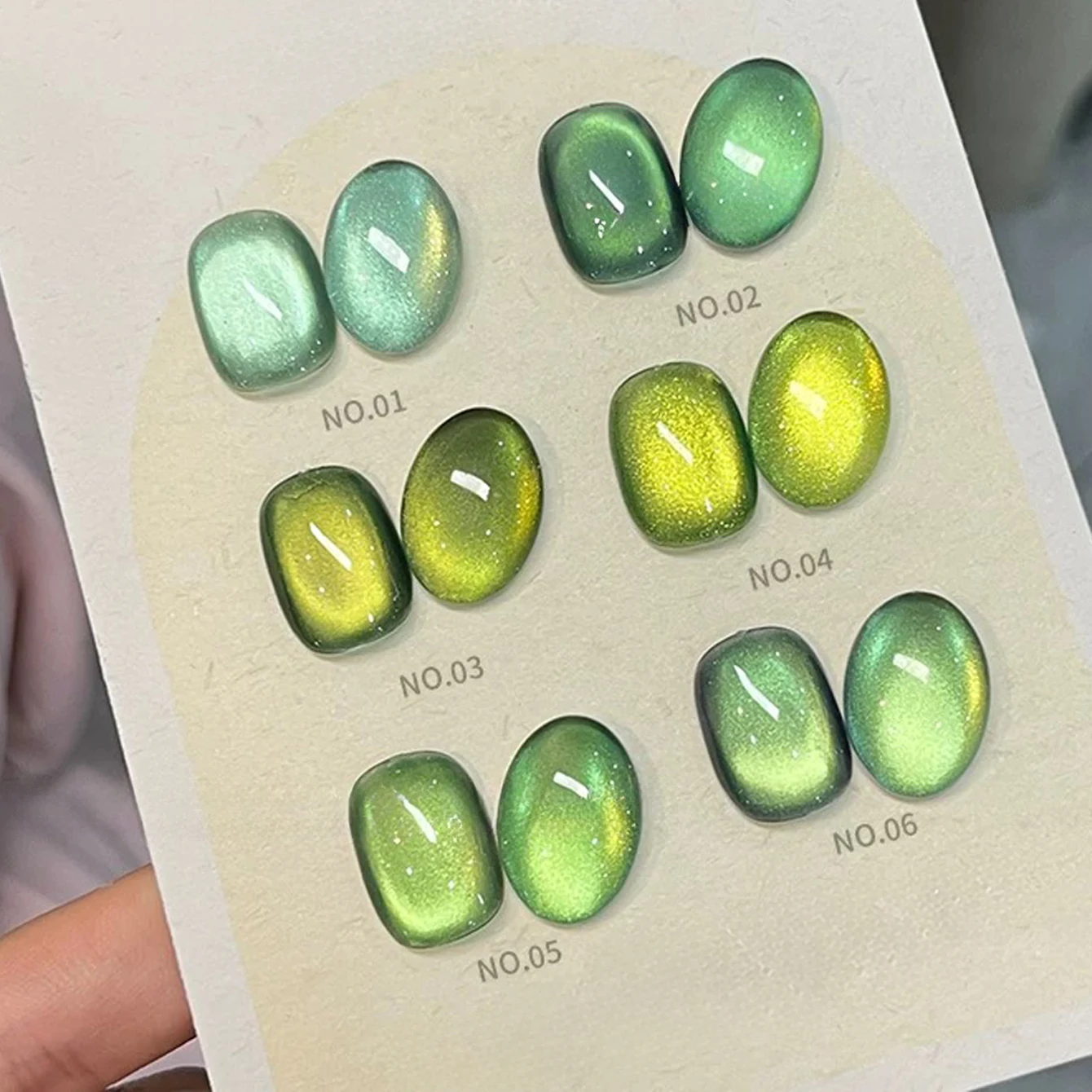 

12ML 1-6PCS Summer Nails Huai Shui Bamboo Pavilion Popular Green Glass Bead Cat Eye Magnetic Gel Polish Nail Supplies