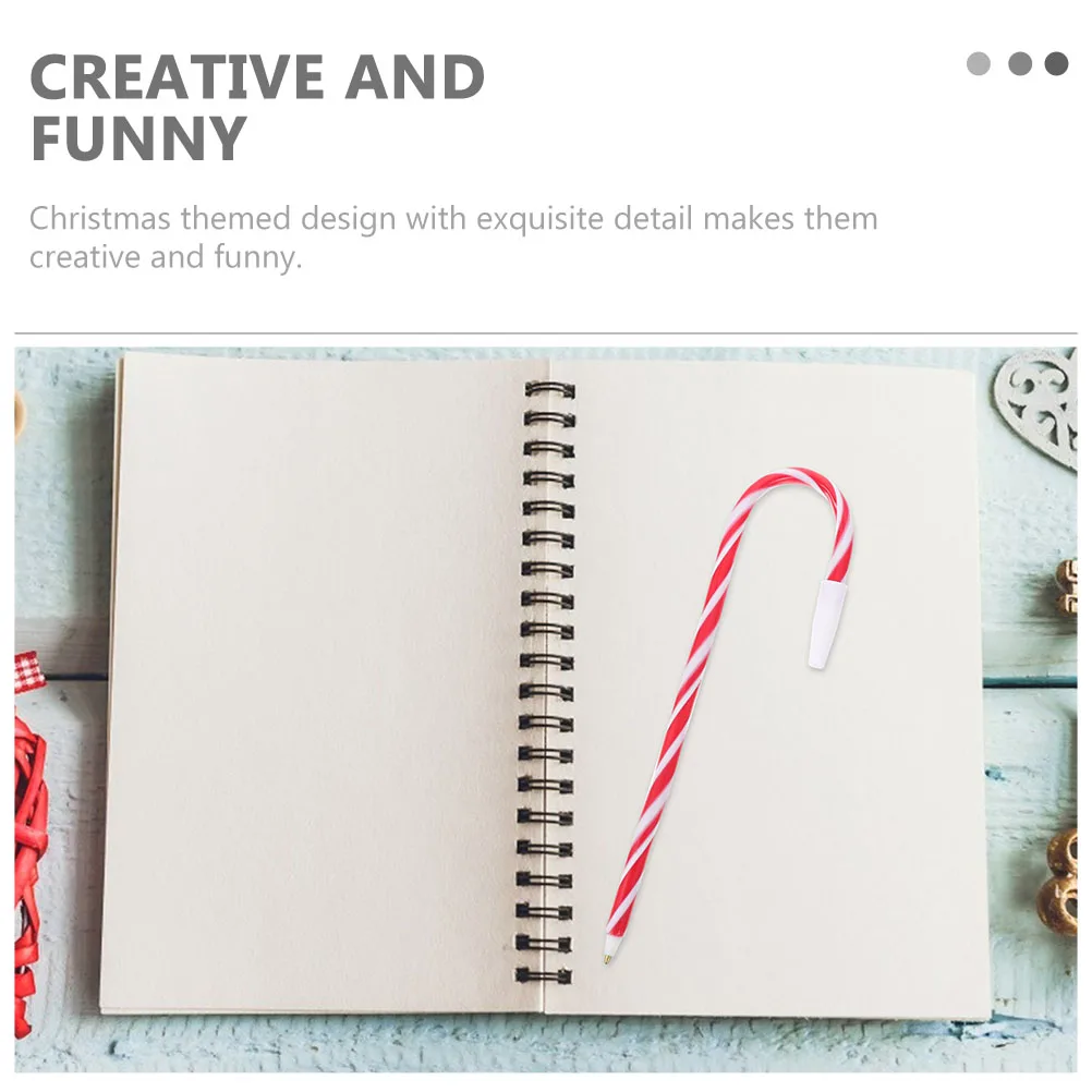 

12 Pcs Candy Cane Shaped Pens Holiday Stationery Cute Christmas Decoration Bulk Stationray Funny