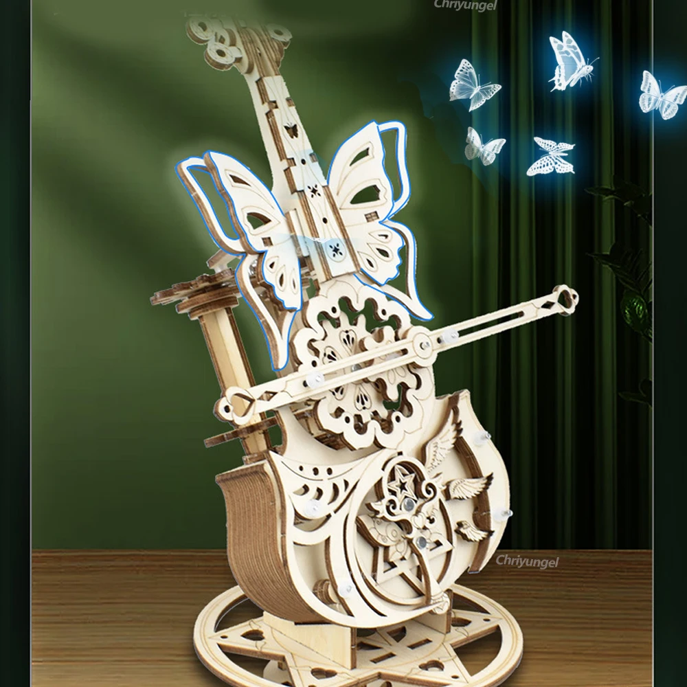 3D Puzzle Wooden Cello Model DIY Assembly Violin Music Box