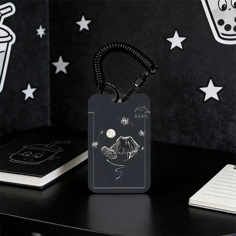 Card Sleeve for Student Bus/Meal Card Protection Case Stretchable Spring Cord Kpop Photocard Holder Photo Protector