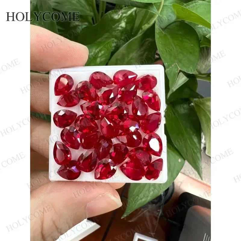 Lab Grown Ruby Pigeon Blood Red VVS1 Pear Shape Selectable AGL Certificate Updated Teardrop Gemstone DIY Jewelry Making Material