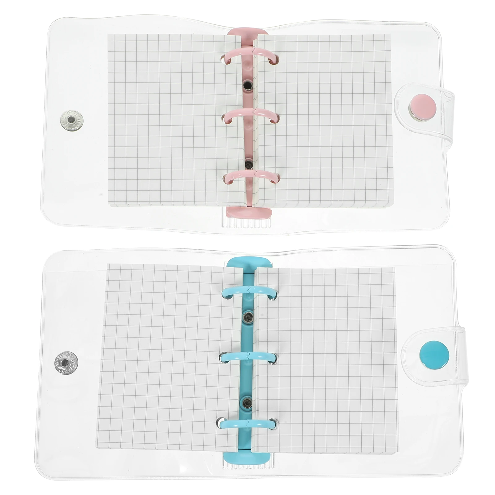 

2 Sets Mini Loose-Leaf Notebook Transparent Buckle Double Button Detachable Creative Notepad For Diary Planner Diy Scrapbook