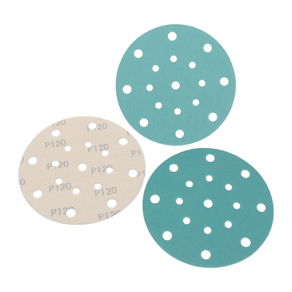 

10PCS 6 Inch 150mm 17 Hole Green Sanding Discs, 60-1000 Grit Hook and Loop Film Sanding Discs for Auto Car Polishing Woodworking