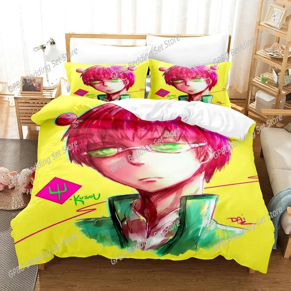 

Anime Disastrous Life Of Saiki K Bedding Set Bedroom Soft Modern Bedspreads Comefortable Duvet Cover Quilt Cover And Pillowcase