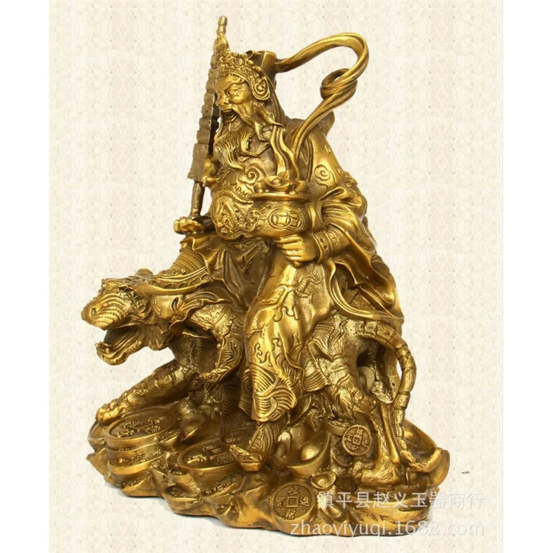 Brass God Zhao Gongming Brass Statue Brass Riding Tiger Wu God of Wealth Brass Zhao Gongming Brass Ornaments 8.5~60cm