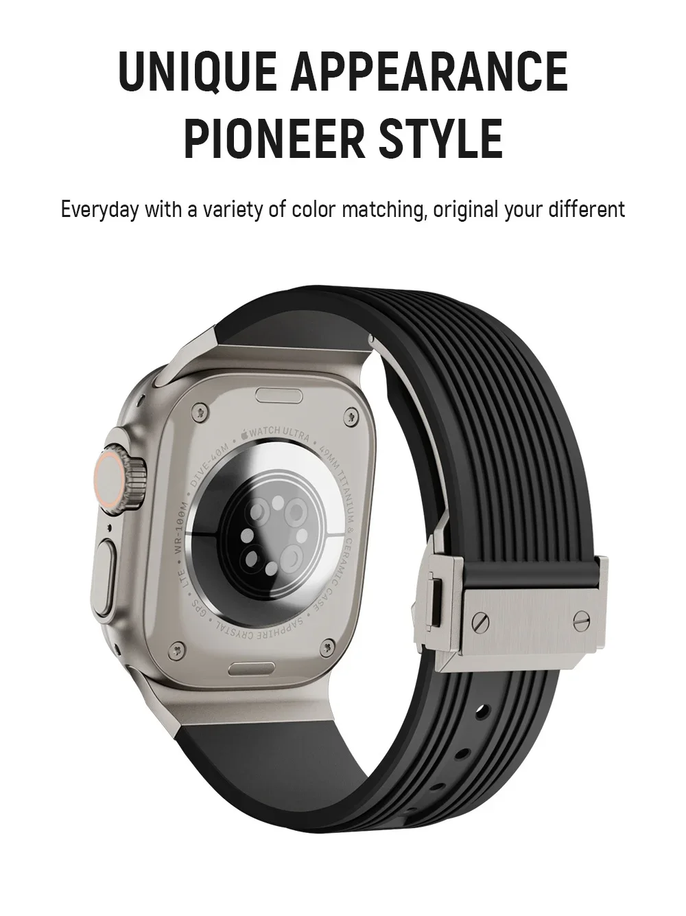 Liquid Silicone Strap for Apple Watch Ultra 2 49mm10 9 8 7 46mm 45mm High-end Stainless Steel Buckle Correa 6 5 4 3 SE 44mm 42mm