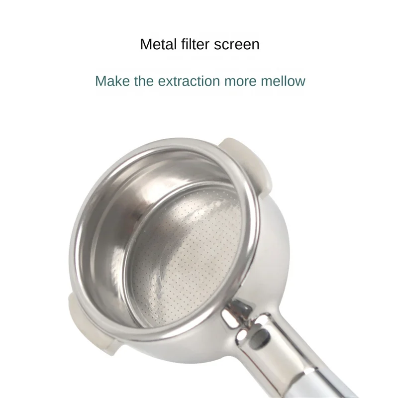 FZFZ 58 مللي متر مزدوج الأذن ماكينة القهوة حامل مرشح E61 Portafilter بدون قاع مع مقبض خشبي ماكينة القهوة اكسسوارات نمط