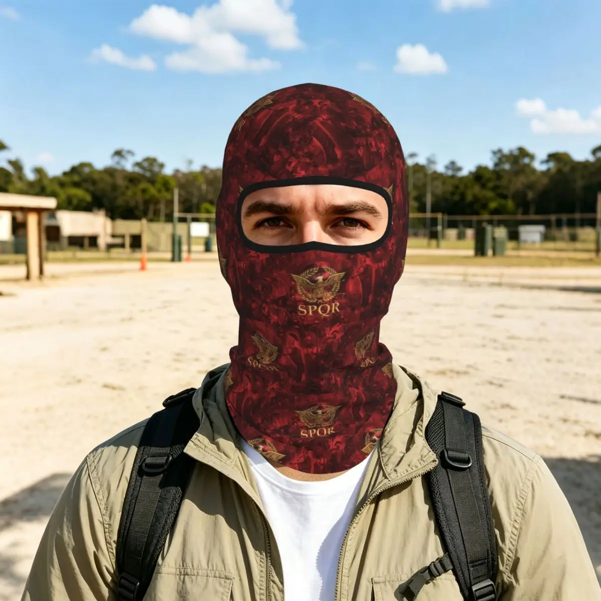 Gold Roman Imperial Eagle SPQR Breathable Thin Balaclava Full Face Mask Sun Protection Neck Gaiter For Motorcycle Fishing