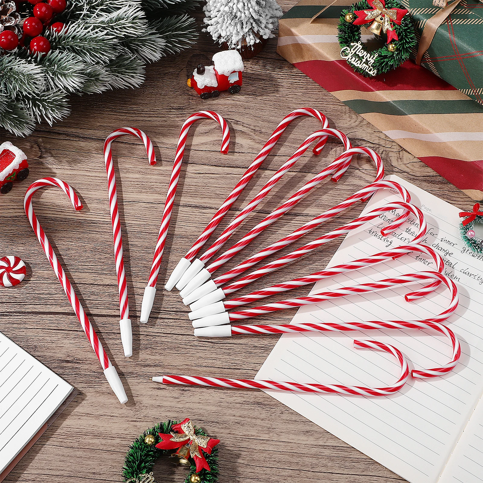

12 Pcs Christmas Gifts for Adults Pen Students Prize Cartoon Stationery Cane Ballpoint Writing Polymer Clay Office