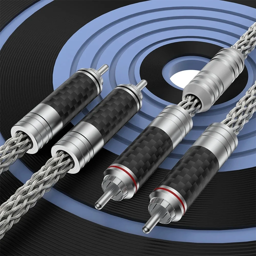 16 코어 순수 실버 OCC 두꺼운 RCA 오디오 상호 연결 케이블 (앰프 CD 플레이어 용) 고 충실도 참조 오디오 파일 등급