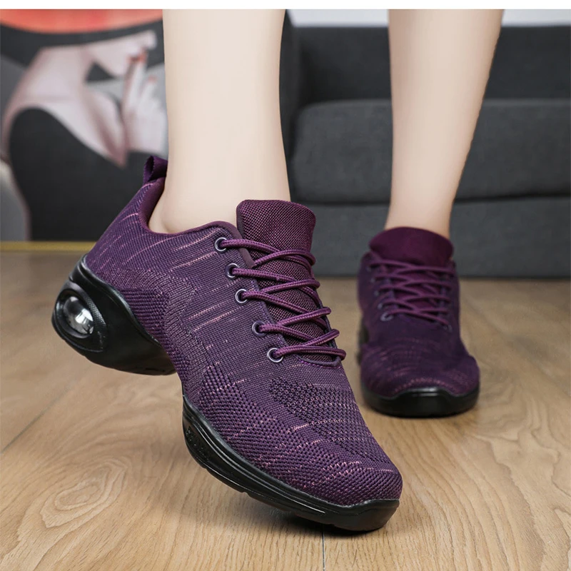 Jazz Dance Sneakers Women Air Cushion Walking Shoes Arch Support Mesh Breathable Non-slip Women Casual Shoes Soft Wear-Resistant