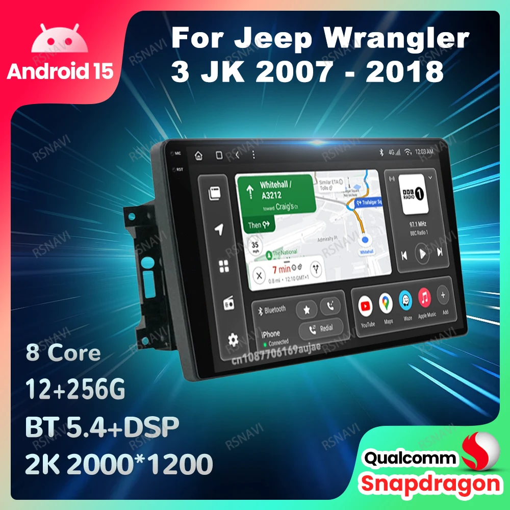 

Автомобильный радиоприемник Android 15 для Jeep Wrangler 3 JK 2007-2018 Авторадио BT Мультимедиа 2DIN Qualcomm Видеоплеер DVD DSP GPS QLED AUTO