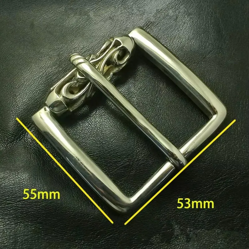2parts/set Solid Flower embossed Men\'s Solid Copper White copper Brass White copper Belt Buckle DIY Handmade Leather Craft for
