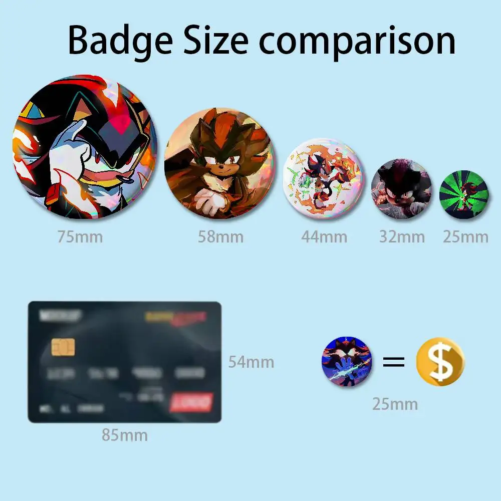 S-Shadow The H-Hedgehogs Button Pin Daily Stylish Ornament Badge Exquisite Round Brooches Backpack Accessorie