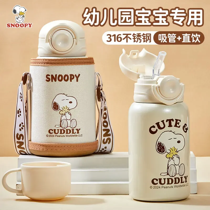 Snoopy thermos cup cartoon outdoor sports water cup cute dog Charlie Brown portable large capacity stainless steel kettle gift