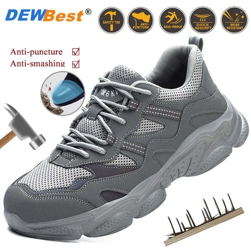 Men\'s summer breathable anti-odor plastic head zero metal safety shoes anti-smash anti-puncture insulation 6kv