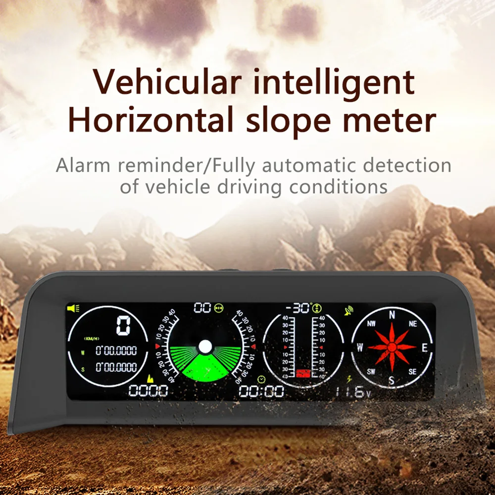 2023 new X90 HUD Car Compass Inclinometer 4 in 1 GPS Speed PMH KMH Slope Meter obd display with Overspeed Alarm for All Vehicles