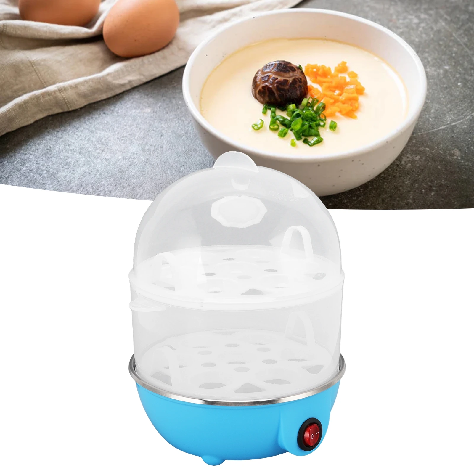 Home Egg Cooker 350W 2 Layers 14Pcs Eggs A Time Auto Power Off Safe Durable PP Egg Boiler With Measuring Cup for Home