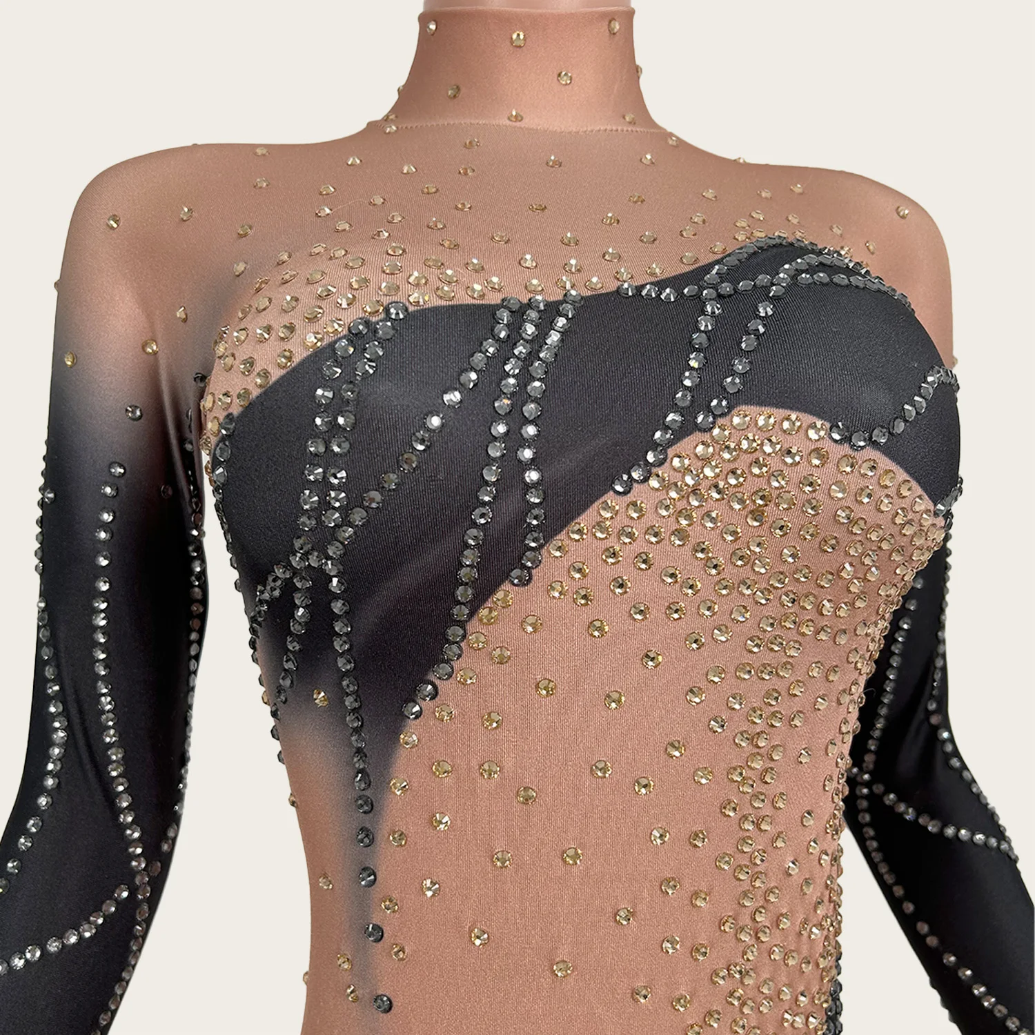 Sparkly Rhinestone Sheer Mesh Jumpsuit Birthday Celebrate Party gig Singer Show Outfit Sexy Women Tight Fitting Jumpsuit Moshou