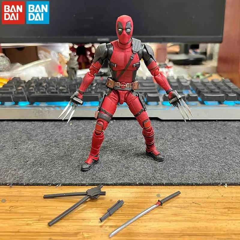 In Stock Authentic Bandai SHF Marvel Deadpool 3 Deadpool 6-inch Action Figure Model Toys Holiday Gifts