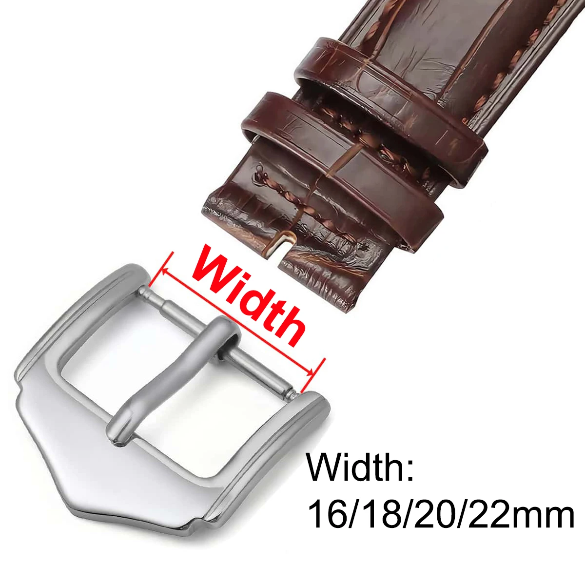 مشبك ساعة 304L الفولاذ المقاوم للصدأ الساعات زر دبوس المشبك ل حزام (استيك) ساعة استبدال مشبك 16/18/20/22 مللي متر ساعة اكسسوارات #2