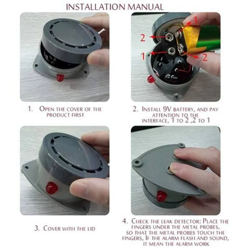 Flood Sensor For Water Leakage Detection, 2Pcs For Bathroom Basement For Water Leak Detector Alarm Audio Alert System-Y41A